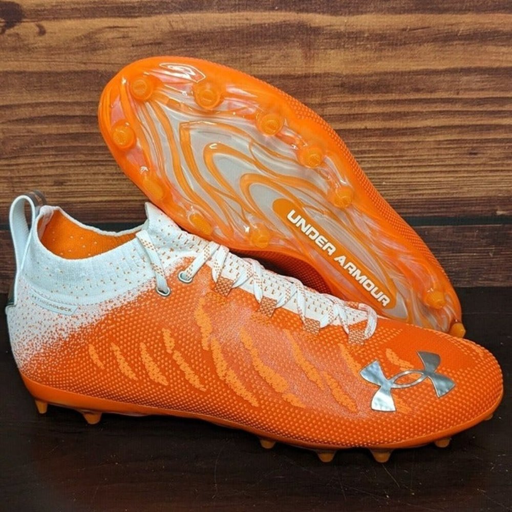 Under Armour Spotlight Lux MC LE Men 14 Orange White football cleats 3023959-112